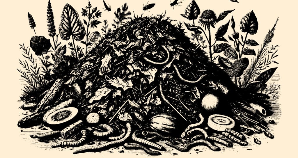 Earthworms amidst decomposing plants, key to understanding "Vermicomposting vs Composting."