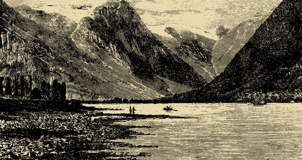 The potential starting point for FSW (Fermented Sea Water), depicting a river flowing through a mountain valley, ideal for collecting natural water before its transformation into a powerful gardening elixir.
